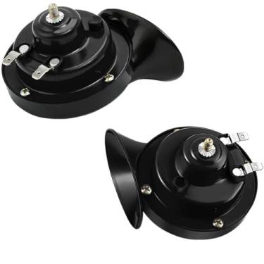 Imagem de 2 Peça De Buzinas De Carro Super Altas, Buzina Elétrica Durável E À Prova De Água, Acessórios Automóveis Universais Para Automóveis, Motos, Camiões, Bicicletas E Barcos (Preto 12 V)