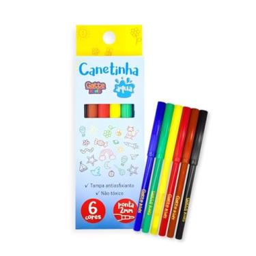 Imagem de Kit 12 Pacote Canetinha Aqua Lavável 6 Cores Ponta Fina