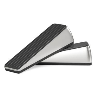 Imagem de HOSOM Rolhas de porta resistentes, cunha de batente de porta com liga de zinco atualizada e borracha antiderrapante texturizada, aderência superior para qualquer porta e piso, uso portátil em viagens