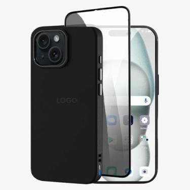 Imagem de Kit Capa Capinha Case Proteção Premium Preta Anti Impactos + Película de Privacidade (iPhone 15 Plus)