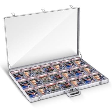 Imagem de Memorywuu 61 cm x 50 cm Expositor de Exposição de Exposição de Exposição de Mesa Portátil Alumínio Cartão Esportivo Moldura com Vitrine de Acrílico Transparente com Fechaduras para Mostras de