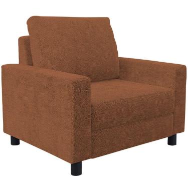 Imagem de Poltrona Decorativa Para Sala De Estar E Recepção Malta L02 Bouclê Terracota - Lyam Decor