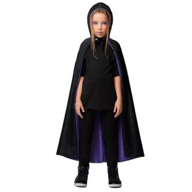 Imagem de Capa Bruxa Infantil Dupla Face Fantasia Ravena de Halloween - Fantasia