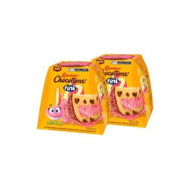 Imagem de Kit c/ 2 Chocotone Bauducco Fini Dentaduras Morango 450g