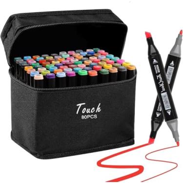 Imagem de Canetas para Pintar Bobbie Goods, Caneta Touch, para Livro de Colorir, Marcador - Canetinhas Ponta Dupla, Secagem Rápida, Base de Álcool, Não Tóxicas - Criativo Antiestresse - PREMIUM (80)