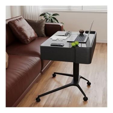 Imagem de Escrivaninha de penteadeira Mesa de vaidade madeira pequena com espelho superior da aleta, moderna composição sobre rodas, mobília do quarto penteadeira mesa