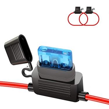 Imagem de HUIQIAODS Suporte de fusível em linha ATC/ATO 15A chicote de fiação calibre 16 12V soquete de plugue padrão pacote com 2