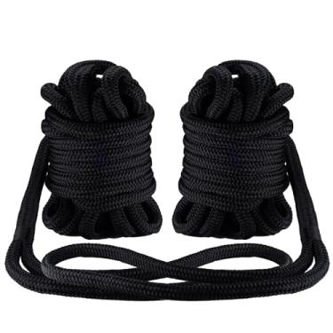 Imagem de NovelBee Pacote com 2 linhas de doca de 2,5 cm x 127 m, corda de doca de nylon trançado duplo, linha marítima de amarração resistente com ilhós de 61 cm, corda de barco e laços para ancoragem
