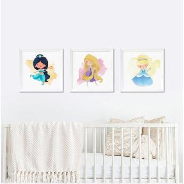 Imagem de Quadro Infantil Princesa Disney - Kit com 3 Quadros Decorativos - no-b