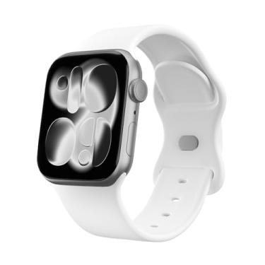 Imagem de WSV Pulseiras esportivas compatíveis com Apple Watch de 38 mm, 40 mm, 41 mm, 42 mm, 44 mm, 45 mm, 46 mm e 49 mm, para Apple Watch séries 10, 9, 8, 7, 6, 5, 4, 3, 2 e 1 SE, ultra branca