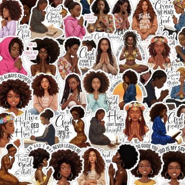 Imagem de Aposwow Adesivos de meninas negras para adultos - 50 peças de adesivos de garrafa de água para mulheres negras, citações inspiradoras à prova d'água, adesivos de vinil motivacionais para diário de