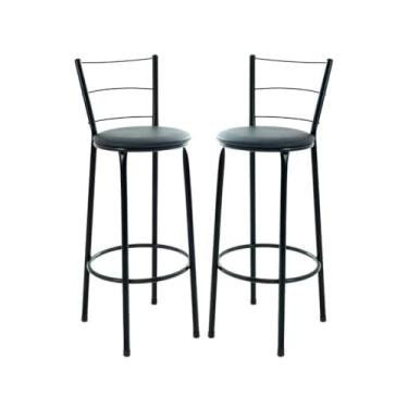 Imagem de Kit 2 Banquetas Alta Banco Bistro Desmontavel Preto Para Balcao Cozinha Área Gourmet 90cm Altura