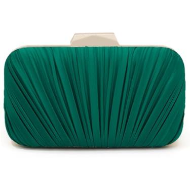 Imagem de Crbeqabe Bolsas clutch femininas plissadas para noite bolsa feminina para festa de casamento formatura com corrente removível, C - Verde escuro, One Size
