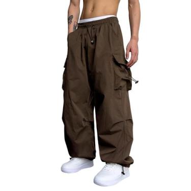 Imagem de Calças cargo ZAFUL Flat Pocket Parachute para homens Deep Coffee L