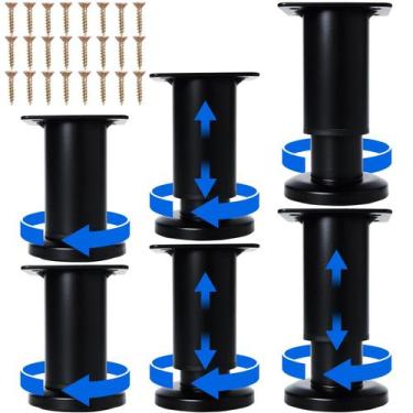 Imagem de Pernas de móveis de metal ajustáveis Olldag de 8 a 12 cm, pretas, 6 pe