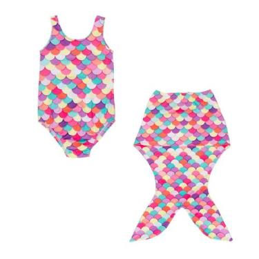 Imagem de Maiô Menina + Saia Cauda Sereia Fantasia Proteção Solar Uv - Fofotinho