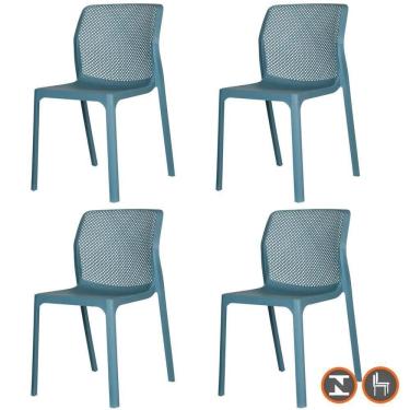 Imagem de Kit 4 Cadeiras Empilhável Inmetro Capri Vega Fratini Em Polipropileno Azul Sonho Distante