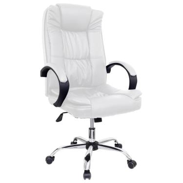 Imagem de Cadeira de Escritório Presidente Base Cromada com Rodinha Fortt Lille Branca - CPF12-B
