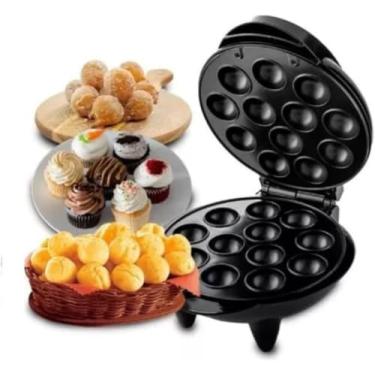 Imagem de Máquina Elétrica de Cake Pop 12 Bolinhos – Potente 1000W, Antiaderente e Compacta | Ideal para Bolinhos, Pães de Queijo e Sobremesas Caseiras, Prática e Fácil de Limpar (220V)