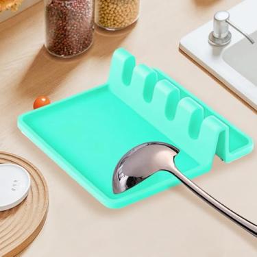 Imagem de Descanso de colher de silicone com almofada de gotejamento - Suporte de utensílios resistente ao calor sem BPA para fogão e bancada | Design com vários compartimentos para conchas, pinças e espátulas