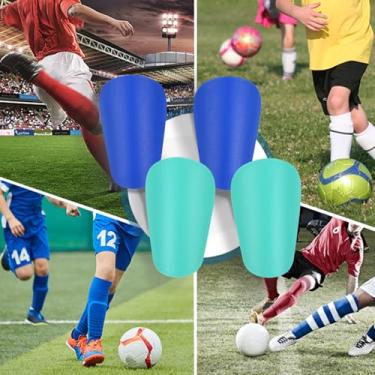 Imagem de 2 pares de mini caneleiras de futebol para adultos, 9,4 x 6 cm, leves, pequenas, caneleiras respiráveis para proteção do tornozelo.
