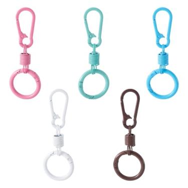 Imagem de 5 argolas giratórias para portão de mola, fecho lagosta, chaveiro colorido, fivela giratória, gancho de pressão para chaveiro, bolsa de cordão dividida, faça você mesmo, artesanato pendurado