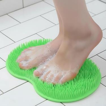 Imagem de Esfregador de pés para banheira e chuveiro - escova esfoliante para os pés, tapete de banho com orifício para pendurar, almofada de spa para chuveiro