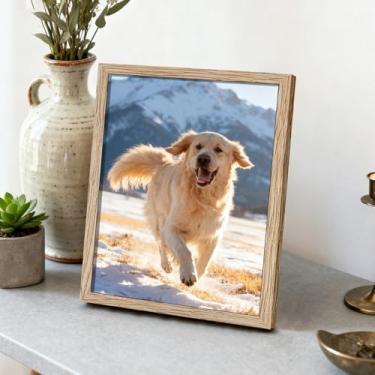 Imagem de Porta-retrato 12,76 x 18 cm, estilo moderno, para parede e mesa, suporte decorativo para fotos, acabamento minimalista brilhante, ideal para casa (grão)