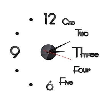 Imagem de Relógio de parede DIY de 25 a 50 cm, sem moldura, silencioso, sem tique-taque, preto, redondo, operado por bateria, moderno para sala de estar, quarto, escritório, casa e cozinha