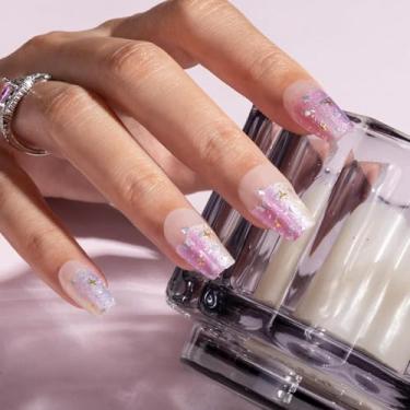 Imagem de Tiras de unhas de gel semicuradas - 20 peças de adesivos de unhas de verão, luz UV necessária, durável e qualidade de salão de beleza pontas francesas