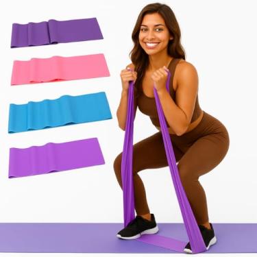 Imagem de Kit com 3 Faixas de Resistência Elástica para Exercícios Fitness, Yoga, Pilates, Fisioterapia e Treino Funcional - Elástico Premium de Fortalecimento