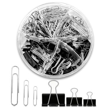 Imagem de Conjunto de clipes de papel de 340 peças, clipes de papel sortidos, clipes de papel grandes, médios e pequenos, conjunto de material de escritório fofo para material escolar e essenciais de mesa