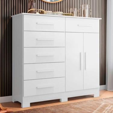 Imagem de Cômoda Sapateira Mandarim 6 Gavetas 2 Portas Mdp Branco