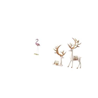 Imagem de Fenteer Estátua de Flamingo em Resina, Escultura de Pássaro, Decoração para Casa, Lareira, Arte Moderna, Estatueta de Jardim com Suporte de Metal para Quintal