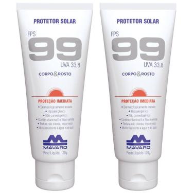 Imagem de Kit 2 Protetor Solar Profissional Corpo e Rosto FPS 99 Raios UV 120g Mavaro
