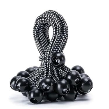 Imagem de Pacote com 30 laços de bola elástica resistente – Cordão elástico para todos os climas com núcleo de látex forte para prender lonas, coberturas, barracas, mangueiras, equipamentos de carga e