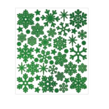 Imagem de 100 peças de adesivos de floco de neve de Natal e inverno adequados para festas de fim de ano, presentes decorativos, cartões comemorativos, bolsas, produção DIY (verde)