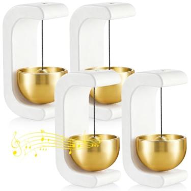 Imagem de Zonon 4 peças de campainha magnética de madeira para decoração de campainha de lojista para abertura de porta em forma de C para geladeira, sala, jardim, restaurante, presente de inauguração de casa