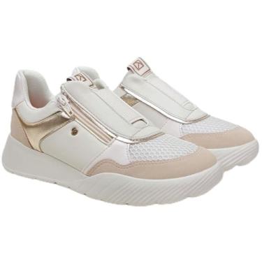 Imagem de Tênis Feminino Anabela Cor:Off White+Nude;Tamanho:35