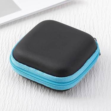 Imagem de Capa para fone de ouvido, estojo quadrado portátil com zíper, mini bolsa de armazenamento para fones de ouvido sem fio, Bluetooth, cabo de carregamento de cartão de memória SD, organizador de