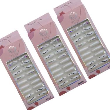 Imagem de Unhas Postiças Decoradas Branco Kit - Royal, 72