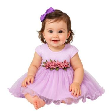 Imagem de Vestido Infantil Festa Batizado Bebe Casamento Aniversário - ANJO DA M