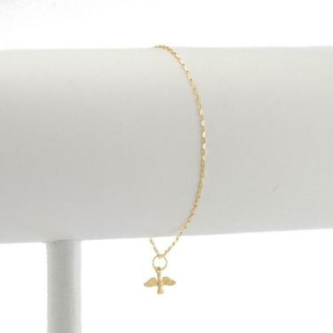Imagem de Pulseira Tijolinho Pingente Espirito Santo 18 Cm. Ouro 18k - JOIE JOIA