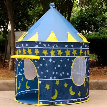 Imagem de Barraca Infantil Castelo Princesa, Azul, Portátil e Dobrável, 105cm x 135cm, Tenda Cabana para Crianças, Interior e Exterior, Montagem Fácil, Tecido Sintético com Varetas, Acima de 2 Anos