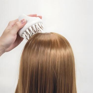 Imagem de Esfregão de banho de silicone com cabo grosso resistente e massageador corporal para esfoliação e spa, escova de cuidados com o couro cabeludo