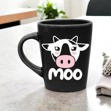 Imagem de Moo Vaquinha Caneca de Porcelana, Preta, 270ml