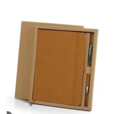 Imagem de Caderno de Anotações Courino com Elástico e Caneta Marrom – Sofisticação para o Dia a Dia