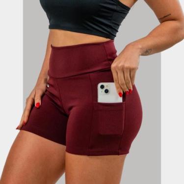 Imagem de Shorts Fitness com Dois Bolso Laterais pra Celular Cós Alto de Alta Co