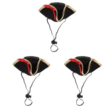 Imagem de POPETPOP Chapéu de animal de estimação de pirata de Halloween - 3 peças de chapéus de Halloween para cães, chapéu de pirata para animal de estimação, fantasia de cosplay de Halloween para cães e gatos