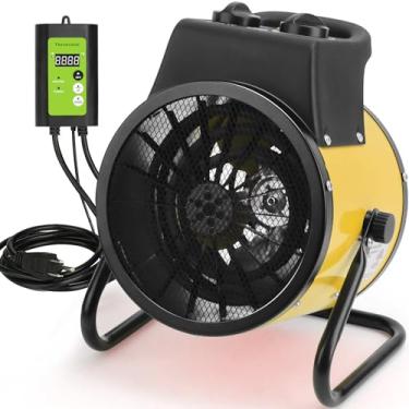 Imagem de Aquecedor de estufa com termostato digital - Aquecedor externo portátil de 1500W para estufa, amarelo-2